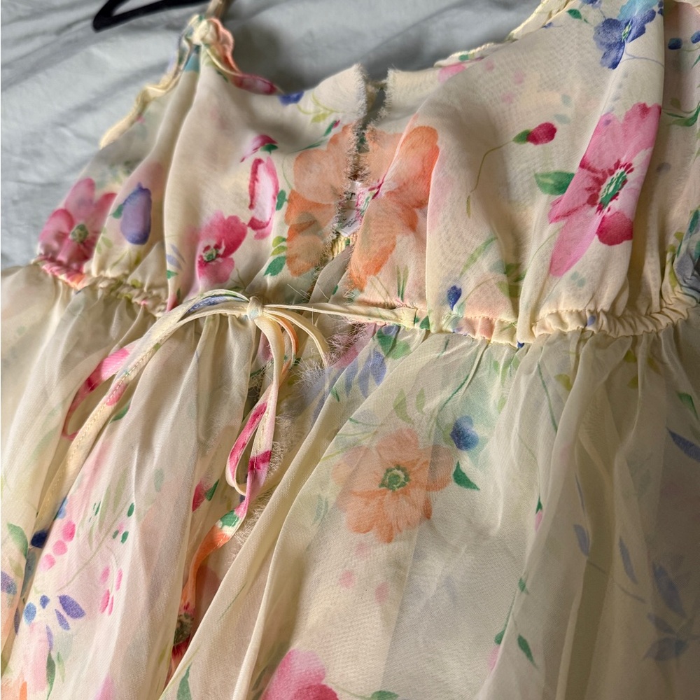 Victoria’s Secret yellow floral babydoll top - Picture 3 of 14